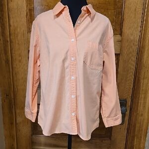Sonoma Peach Button Down Shirt Long Sleeves L
